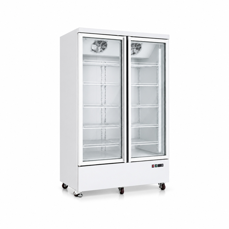 LG-960M2WP 49 inch 2 door glass door merchandiser refrigerator front view