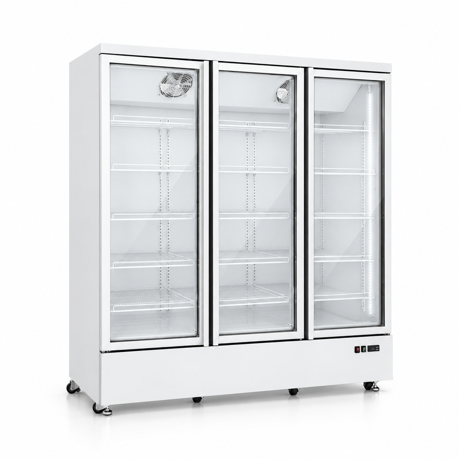 LG-1480M3WP 74 inch 3 door glass door merchandiser refrigerator front view