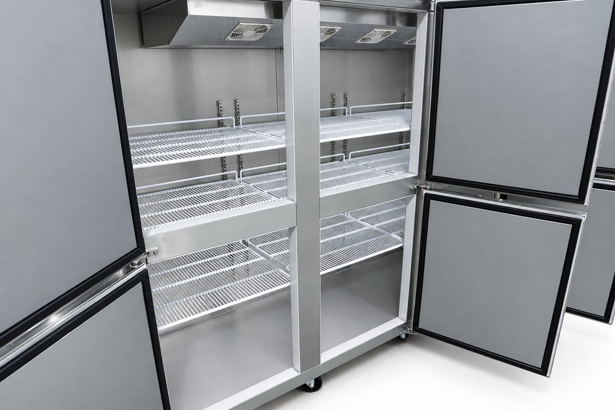 G1.6L6-C 72 inch 3 door commercial reach-in refrigerator interior storage view