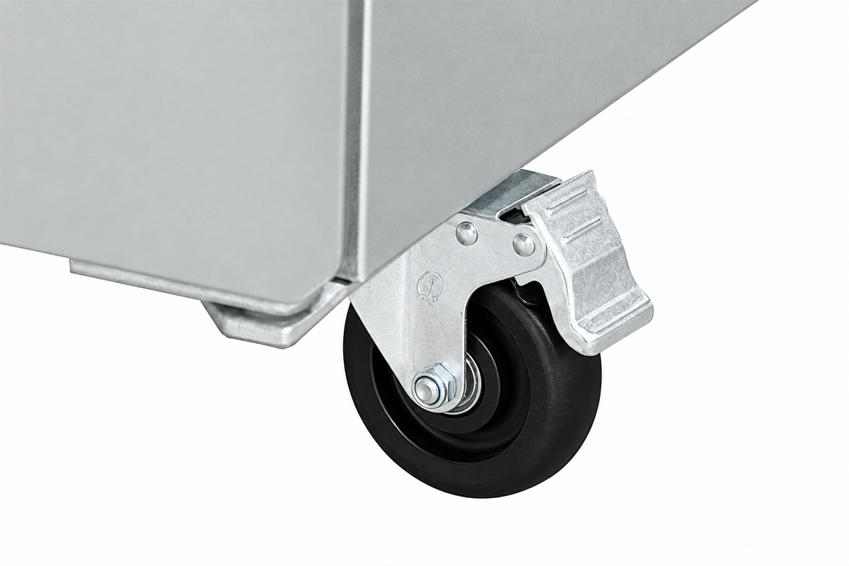SLSP72M 72 inch 3 door refrigerated sandwich prep table caster detail